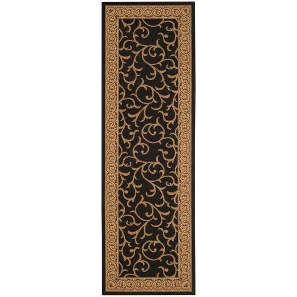 Safavieh Courtyard Black/Natural 2 ft. x 12 ft. Indoor/Outdoor Runner Rug