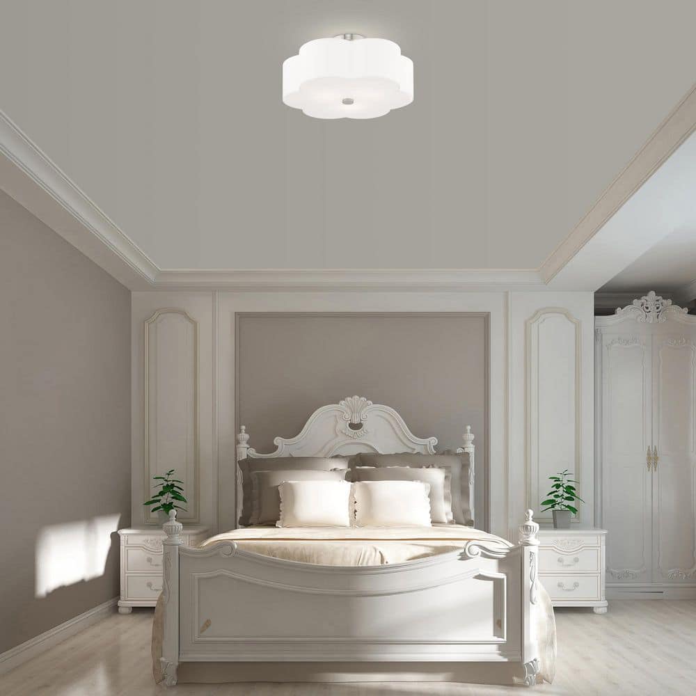 Chelsea Brushed Nickel 3-Light Flush Mount with Fabric Shade