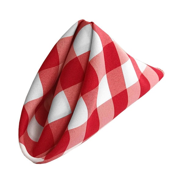 18 in. x 18 in. White and Red Gingham Checkered Napkins (Pack of 10)