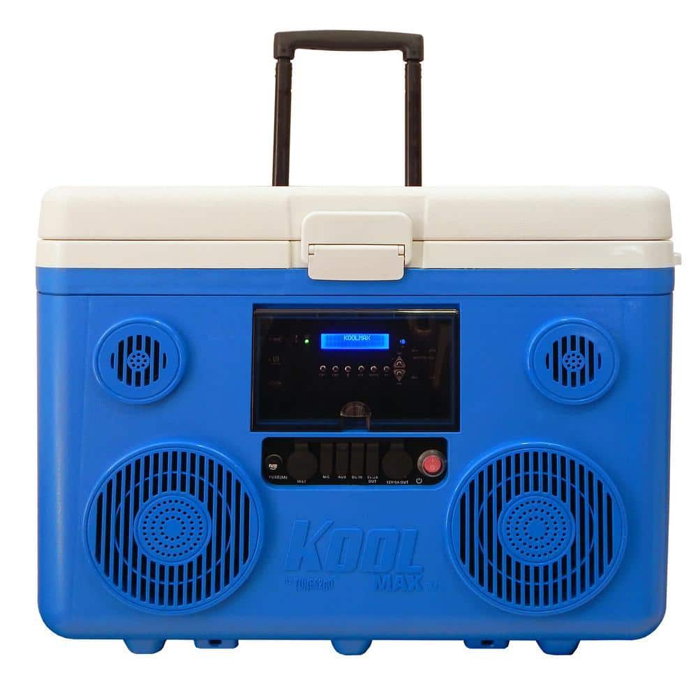 TUNES2GO KoolMAX 40 qt. Blue Wheeled Cooler, Bluetooth PA System