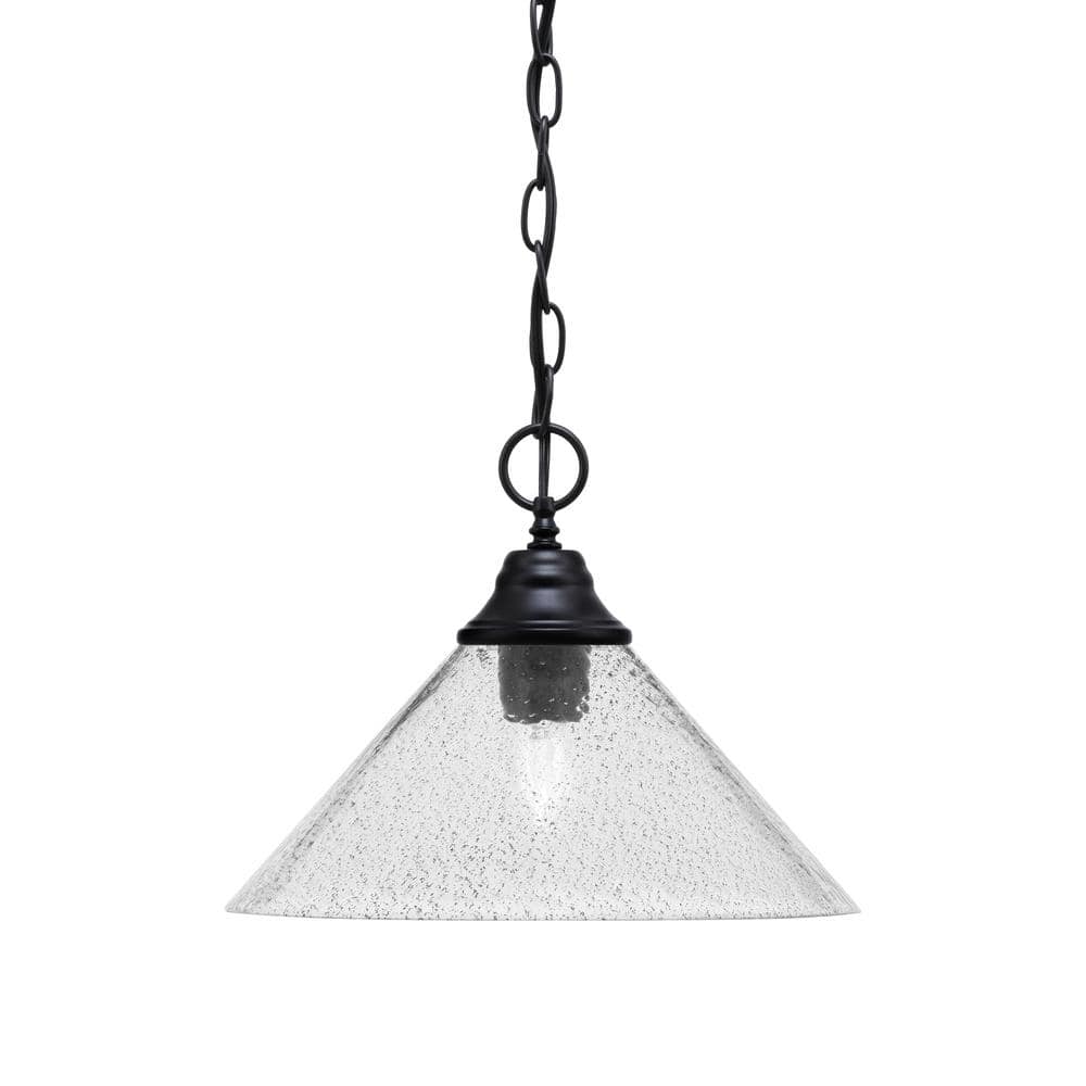 Kingston 100-Watt 1 Light Matte Black Finish Shaded Pendant Light with 12 i