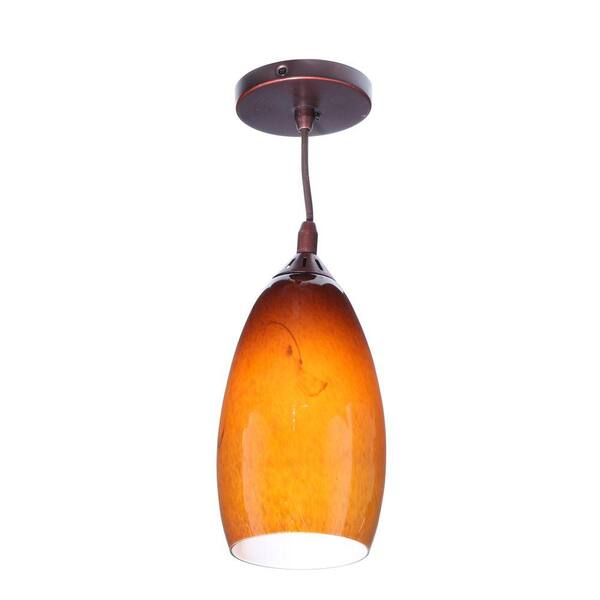 Home Decorators Collection 1-Light Caramel Brown Ceiling Leopard Pendant with Swirl Glass Shade