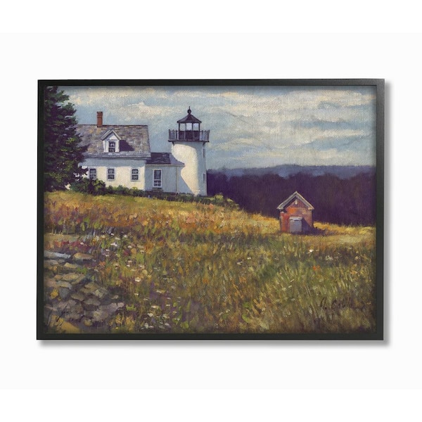 Stupell Industries 16 in. x 20 in. "Lighthouse Scene Overlooking the Forest" by Jerry Cable Framed Wall Art