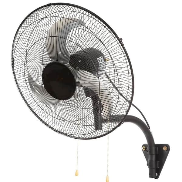 High Velocity 18 in. 3 Fan Speeds Wall Fan in Black, Max. 4000 CFM Oscillating for Industrial/Residential and ETL Listed