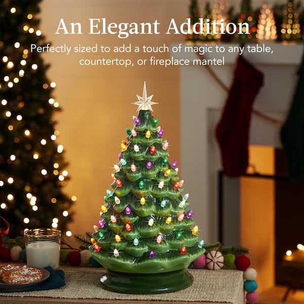 Best Choice Products 18in. Green Pre-Lit LED Ceramic Artificial