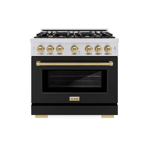 ZLINE Kitchen and Bath Select 36 in. 6-Burner Gas Range with Gas Convection Oven in Stainless Steel, Matte Black, and Champagne Bronze