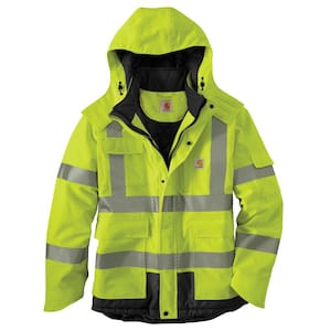 Men's Small Brite Lime Polyester HV WP Class 3-Insulated Sherwood Rain Jacket
