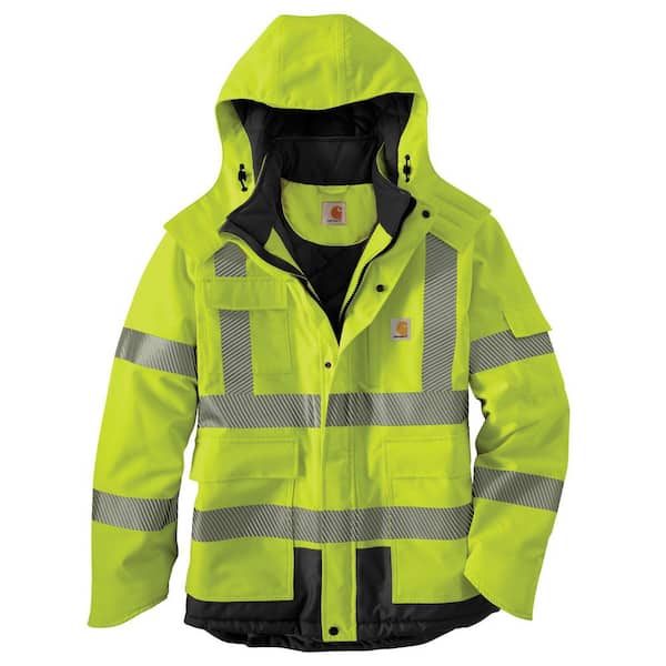 Carhartt Men's 4X-Large Brite Lime Polyester HV WP Class 3-Insulated Sherwood Rain Jacket