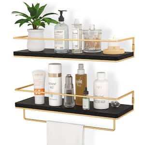 15.7 in. W x 5.7 in. D x 1.7 in. H Gold-black Wood Decorative Wall Shelf, Floating Shelves