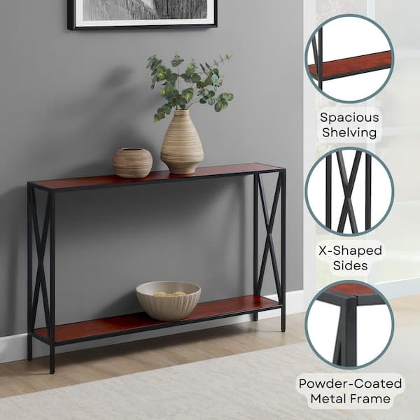 Convenience Concepts Tucson 9 in. Black/Cherry Rectangle Wood