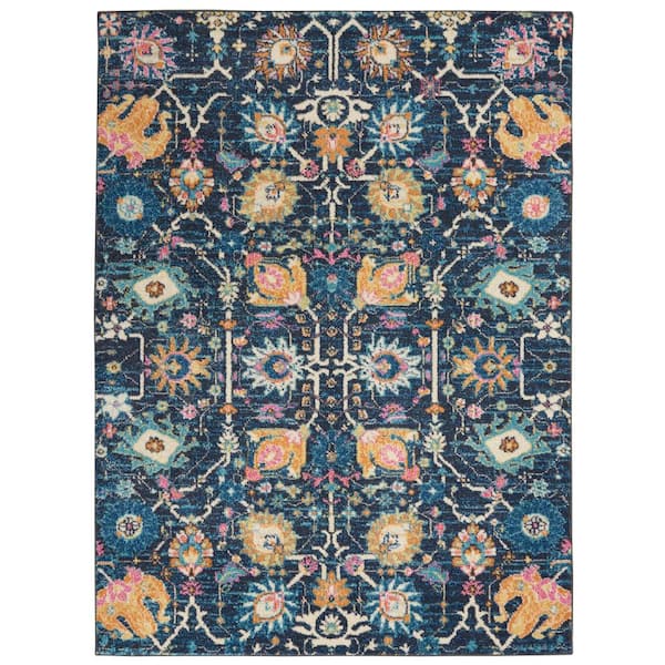 Nourison Passion Navy 4 ft. x 6 ft. Floral Transitional Area Rug
