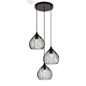 Timeless Home Sabrina 16 in. W x 23.1 in. H 3-Light Black Pendant with Shade