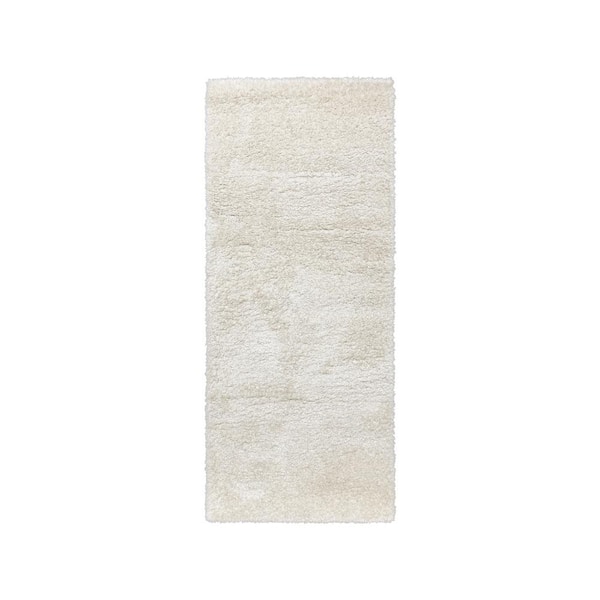 Thayer Ivory 3 ft. x 6 ft. Solid Shag Indoor Runner Rug