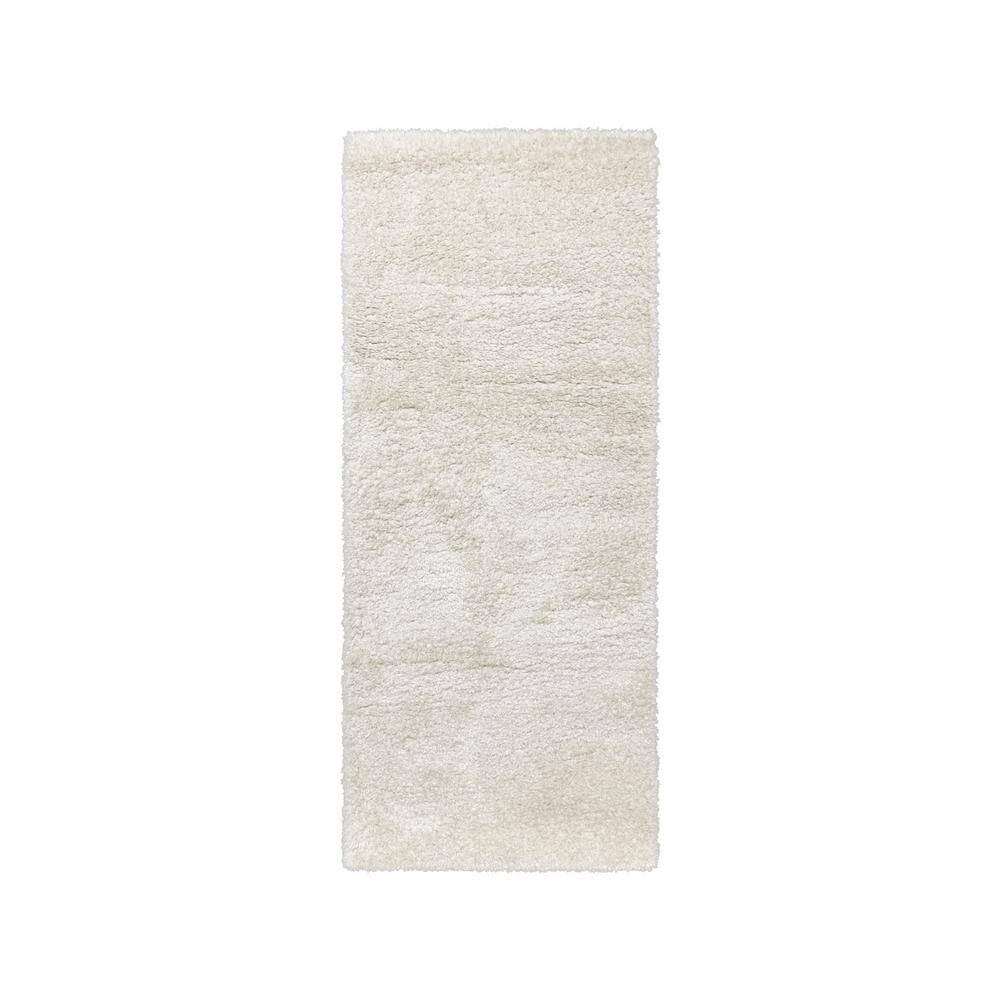 Ivory Tufted Shag Synthetic Easy Care Area Rug 31" x 72"