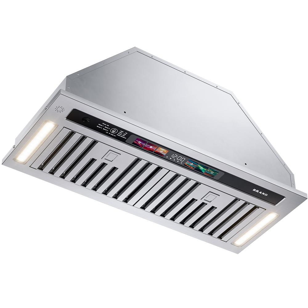 36 in. 900 CFM Ductless Insert Range Hood in Stainless Steel with Smart Voice/Touch Control, 4-Speed Exhaust Fan