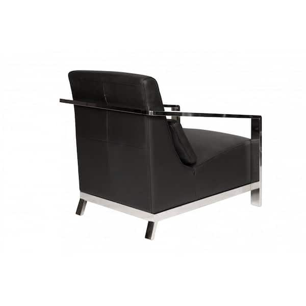 HOME IMPORTS EMPORIUM 31 in. Black Faux Leather Arm Chair (1-Piece