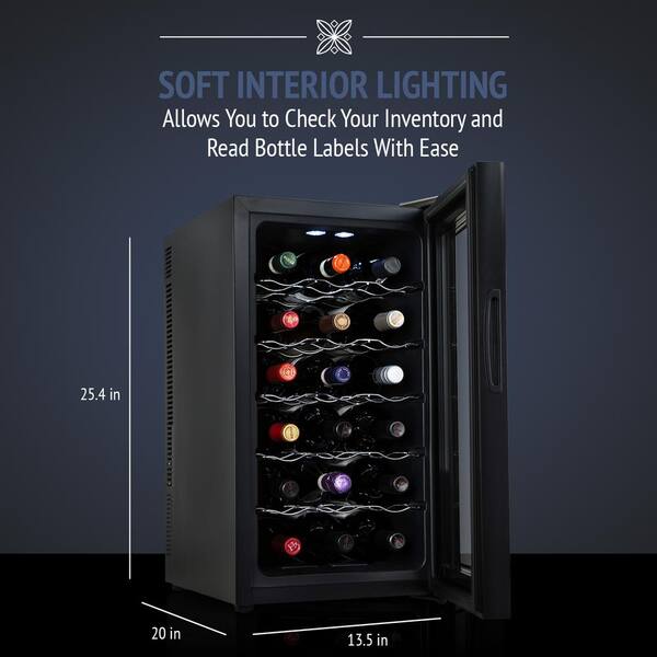 Ivation 18 Bottle Thermoelectric Freestanding Wine Cooler Fridge Cellar Refrigerator With Door Lock Black Ivfwct181lbwh The Home Depot