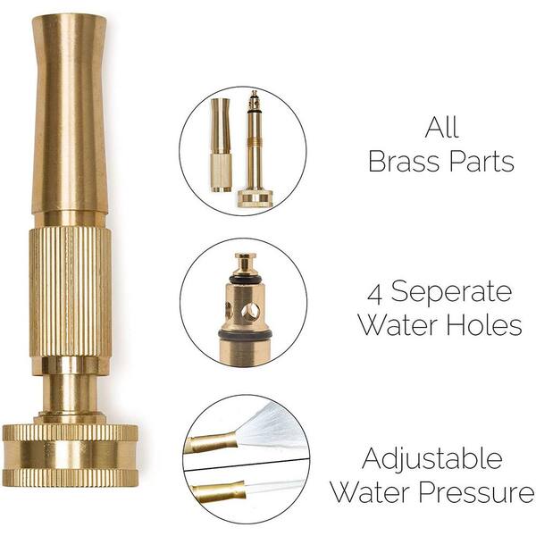 Adjustable Heavy-Duty Durable Brass Hose Nozzle Spray Patterns Tool Q 