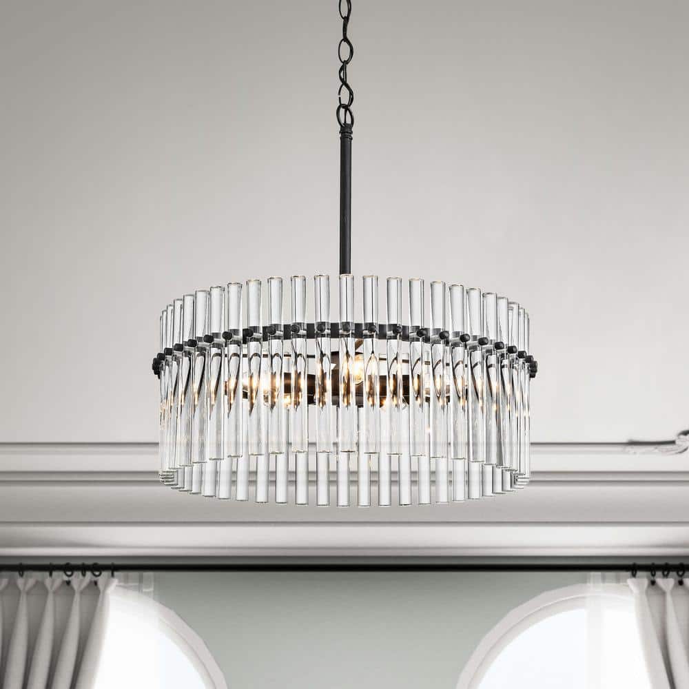 Casandra Antique Black Crystal Chandelier with Adjustable Height
