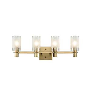 8 in. 4-Light Brass Modern Wall Sconce with Standard Shade