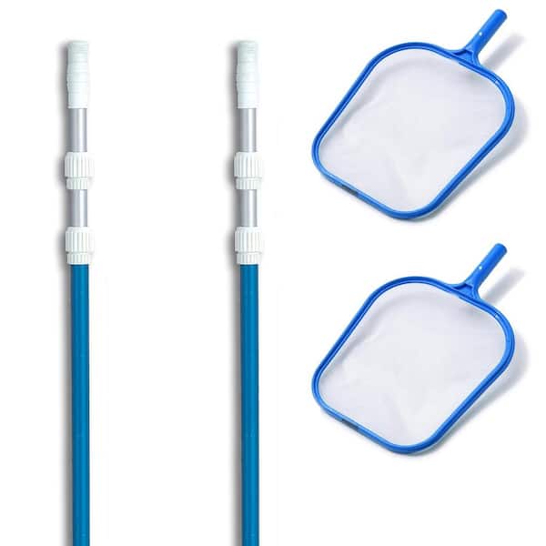 Swimline Swimming Pool Telescopic Pole (2-Pack) and Leaf Skimmer Mesh Net (2-Pack)