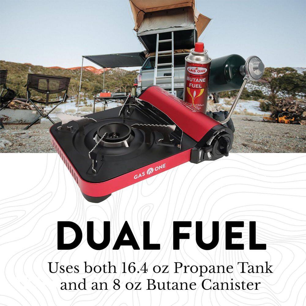 Red Portable Single Burner Gas Stove with Piezo Ignition