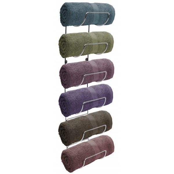 Sorbus Towel Holder 6 Tier Wall Mounted Towel Rack 27.5 in. Silver