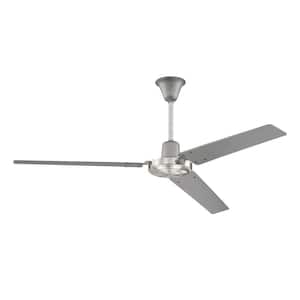 Utility 56 in. Downrod Mount Heavy-Duty, 4-Speed Ceiling Fan in Titanium/Brushed Nickel, 4 Speed Wall Control Included