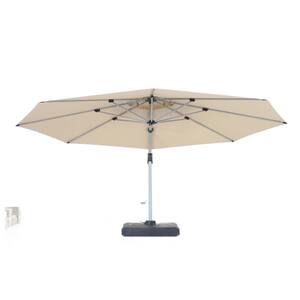 11 ft. Aluminum and Steel Cantilever Outdoor Patio Umbrella with Cover and Base in Beige
