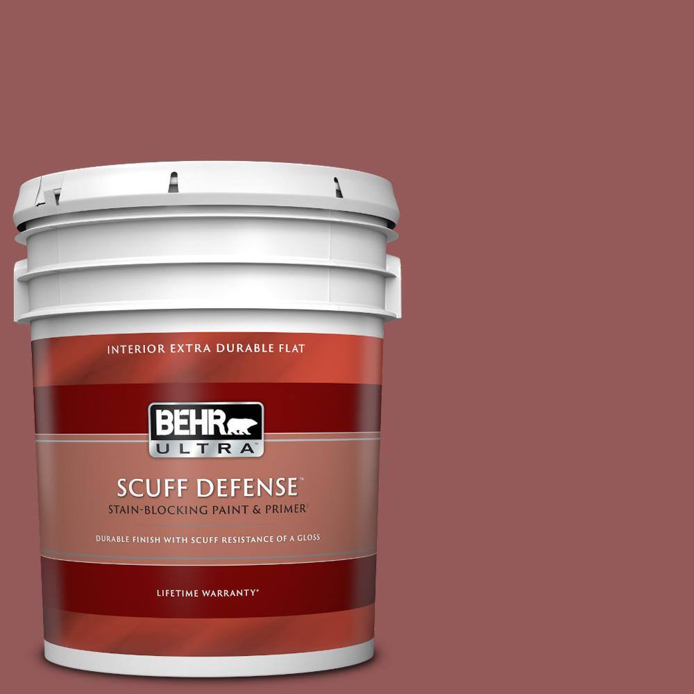 5 gal. #150F-6 Gallery Red Extra Durable Flat Interior Paint & Primer