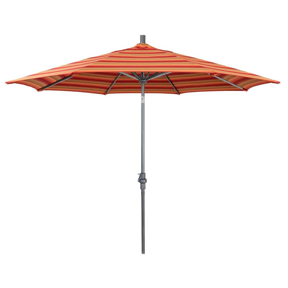 11 ft. Hammertone Grey Aluminum Market Patio Umbrella  Aluminum Ribs Collar Tilt Crank Lift in Astoria Sunset Sunbrella price history on PriceWatchPro