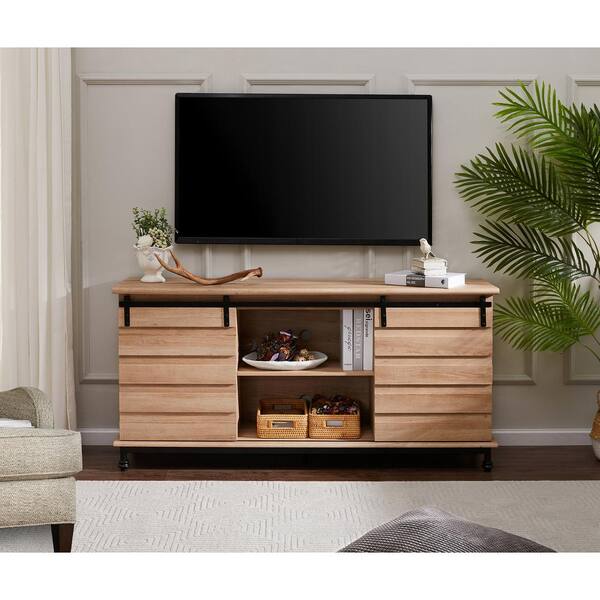 TV Entertainment Center Unit Stand Storage Cabinet Wood Console 70 inch Brown 