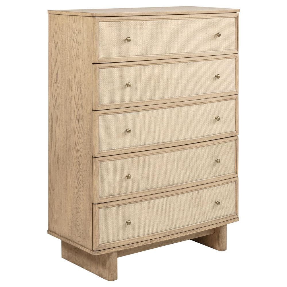 Kailani Beige Oak 5-drawer 38 in. Chest of Drawers price history on PriceWatchPro
