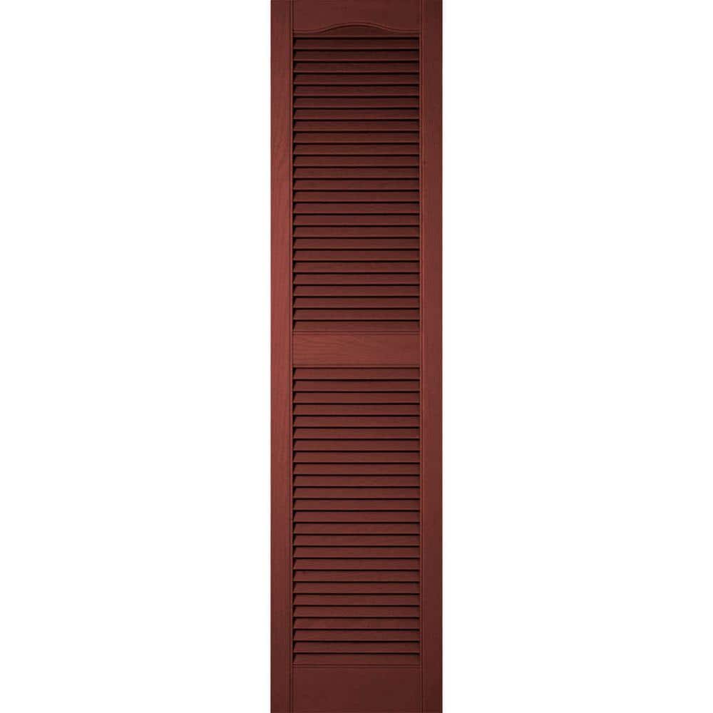12 in. x 76 in. Lifetime Vinyl Custom Cathedral Top Center Mullion Open Louvered Shutters Pair Burgundy Red price history on PriceWatchPro