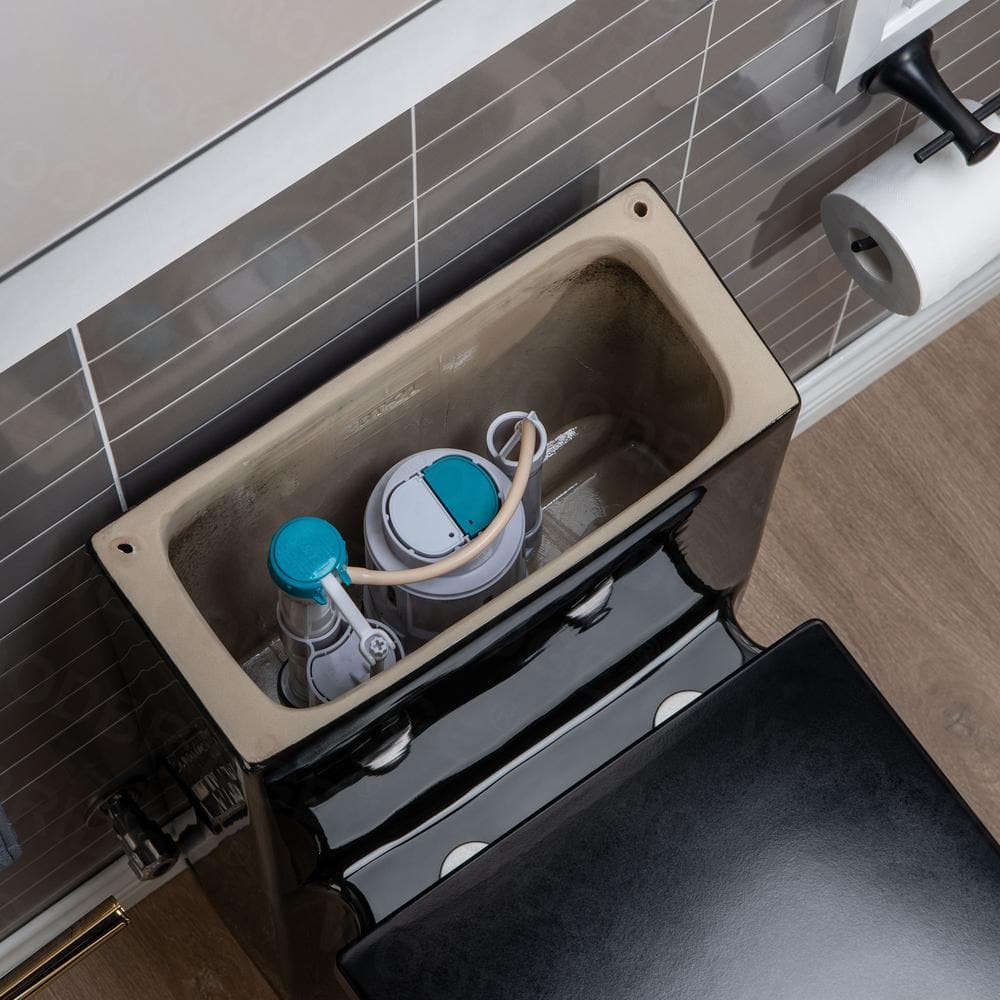 Black Square One-Piece Dual Flush Chair Height Toilet