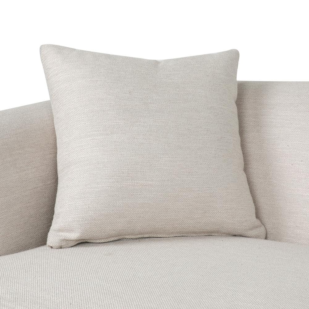 Beige Polyester Tufted 3-Seater Lawson Sofa with Espresso Wood Legs