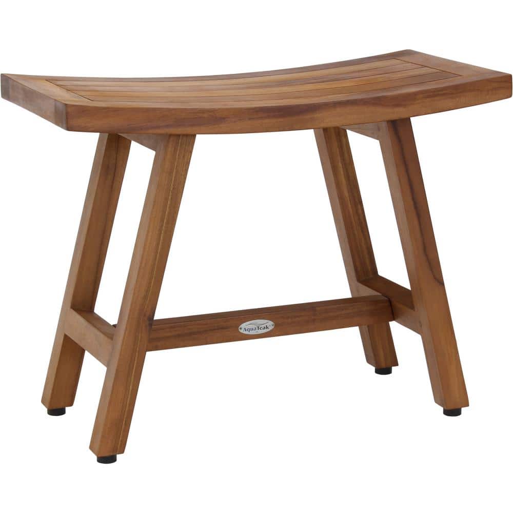 Patented 24 in x 12 in Asia Lotus Freestanding Teak Shower Bench Walk In Sh