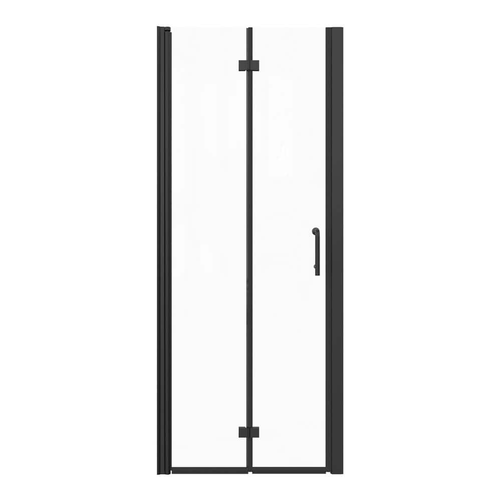 Matte Black Semi-Frameless Bi-Fold Shower Door, 30'' x 72''