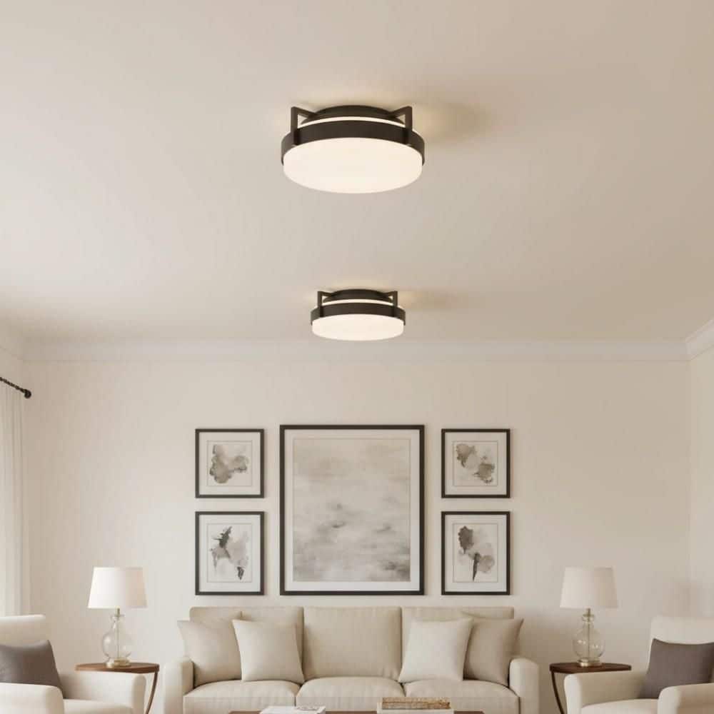 15 in. Black LED Ceiling Fixture Flush Mount with 5 Color Temperature for Living Room Hallway Bathroom No Bulbs Included price history on PriceWatchPro