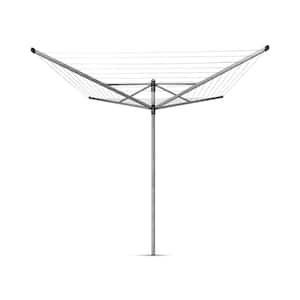 Lift-O-Matic 164 ft. Retractable Outdoor Clothesline + Ground Spike + Cover - Metallic Gray