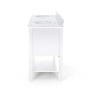 Dawson 60 in. W x 22 in. D Bath Vanity with Carrara Marble Vanity Top in White with White Basin