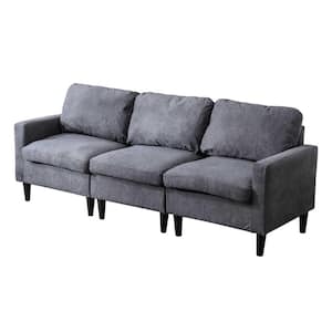 69.3 in. W Square Arm Polyester Straight Sofa Gray