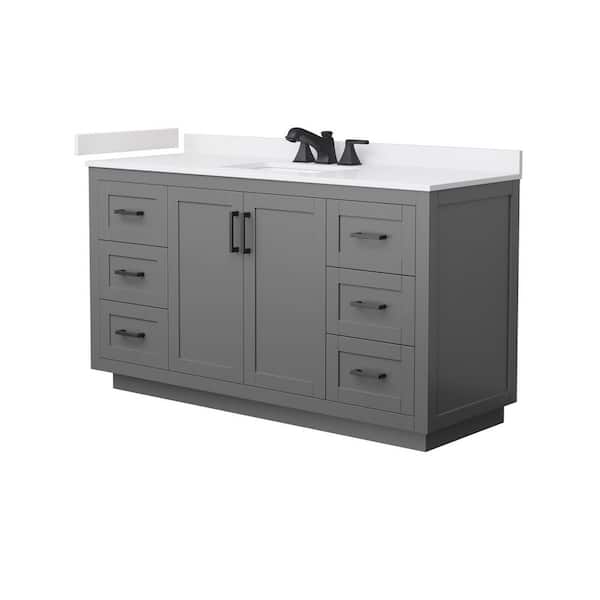 Miranda 60 in. Single Freestanding Dark Gray Bath Vanity with White Cultured Marble Top Assembled