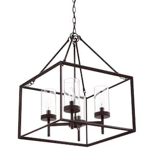 Lainey 4-Light Bronze Chandelier Light Fixture with Clear Glass Shades