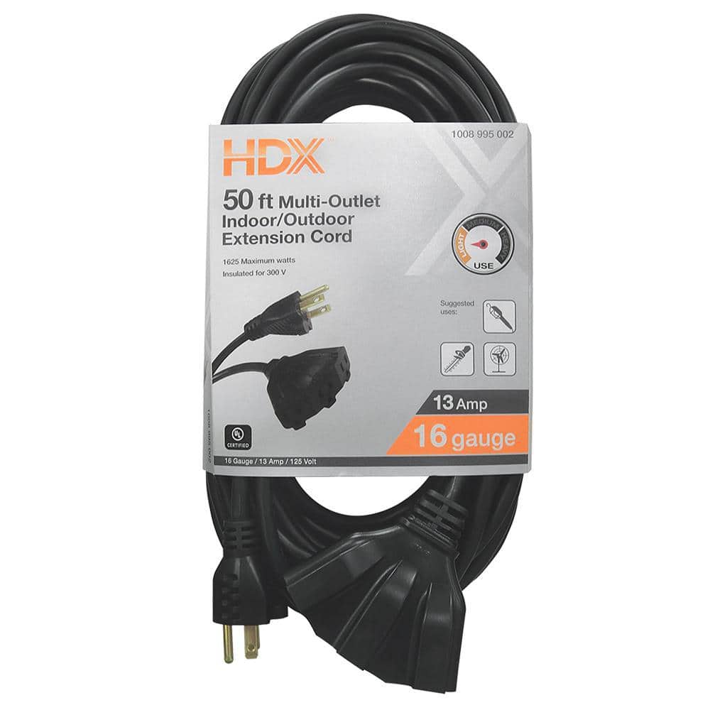 HDX 50 ft. 16/3 Light Duty Indoor/Outdoor Extension Cord with
