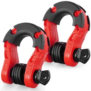 2 x Alloy Steel Shackles 30 T Break Strength 3/4 in. D-Ring Chain Heavy Duty Recovery Tow Ropes Shackle Red