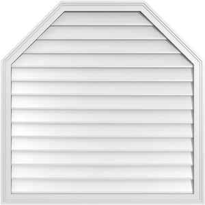 40 in. x 40 in. Octagonal Top Surface Mount PVC Gable Vent: Decorative with Brickmould Frame