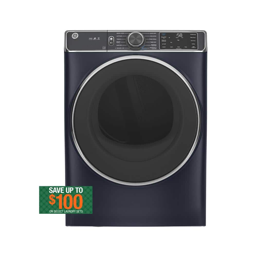 GE 7.8 cu. ft. Smart Front Load Electric Dryer in Sapphire Blue with