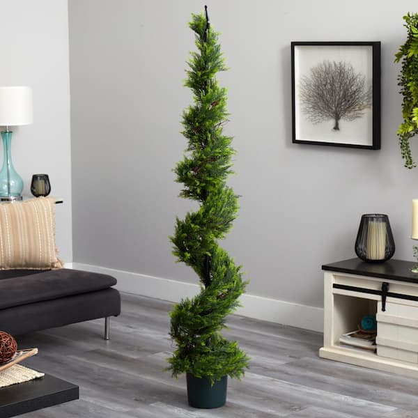 Nearly Natural 6 ft. Artificial Cypress Spiral Topiary Tree