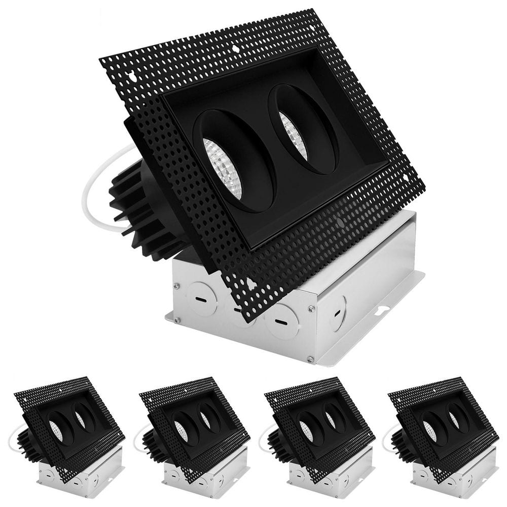 2-Head Integrated LED Black Rectangle Regressed Trimless Gimbal Light, 360°+15° Swivel 5CCT 30W 2000LM Dimmable 4 Pack price history on PriceWatchPro